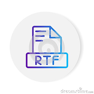 Rtf document format file icon. with gradient outlines. vector illustration Vector Illustration