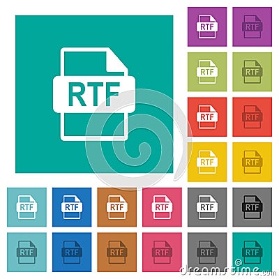 RTF file format square flat multi colored icons Vector Illustration