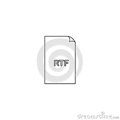 Rtf format document line icon, outline sign, linear style pictogram isolated on white. File formats symbol, logo illustrati Cartoon Illustration