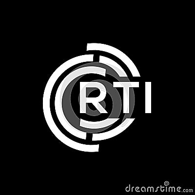 RTI letter logo design. RTI monogram initials letter logo concept. RTI letter design in black background Vector Illustration