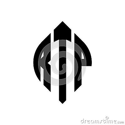 RTP circle letter logo design with circle and ellipse shape. RTP ellipse letters with typographic style. The three initials form a Vector Illustration
