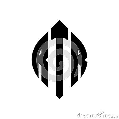 RTR circle letter logo design with circle and ellipse shape. RTR ellipse letters with typographic style. The three initials form a Vector Illustration