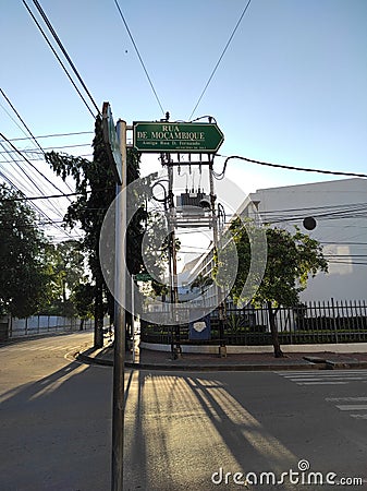 Rua de MoÃ§ambique - street signboard in Dili. Editorial Stock Photo