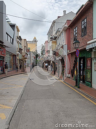 Rua dos Bem Casados street, Macau Editorial Stock Photo