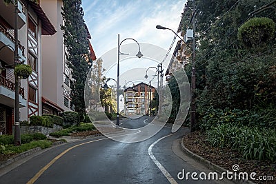 Rua Torta & x28;Crooked Street& x29; - Gramado, Rio Grande do Sul, Brazil Stock Photo