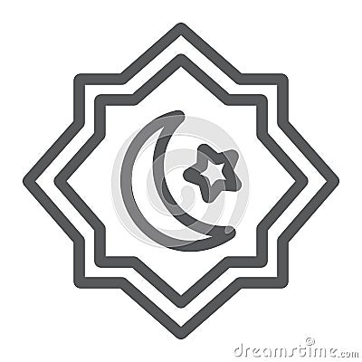 Rub El Hizb line icon, ramadan and islam, islamic star sign, vector graphics, a linear pattern on a white background Vector Illustration
