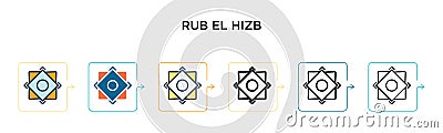 Rub el hizb vector icon in 6 different modern styles. Black, two colored rub el hizb icons designed in filled, outline, line and Vector Illustration