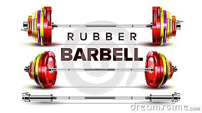Rubber Barbell Lifting Collapsible Set Vector Vector Illustration