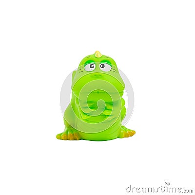 rubber bathing toy for kids - green dinosaur isolated on white Stock Photo