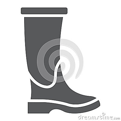 Rubber boot glyph icon, footwear and protection, galoshes sign, vector graphics, a solid pattern on a white background. Vector Illustration