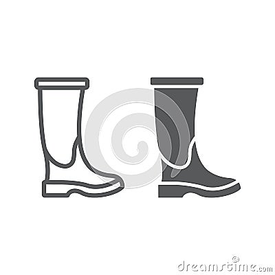 Rubber boot line and glyph icon, footwear and protection, galoshes sign, vector graphics, a linear pattern Vector Illustration