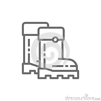 Rubber boots, gumboots, footwear line icon. Vector Illustration