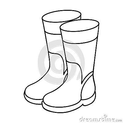 Rubber boots icon in outline style isolated on white background. Fishing symbol Vector Illustration