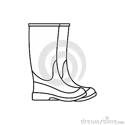 Rubber boots icon, outline style Vector Illustration