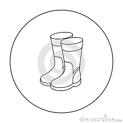 Rubber boots icon in outline style isolated on white. Fishing symbol. Vector Illustration