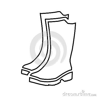Rubber boots icon. A type of shoe designed to protect the feet from water, moisture and other environmental factors. Vector Illustration
