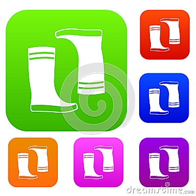 Rubber boots set collection Vector Illustration