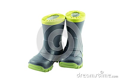 Rubber boots on white backround Stock Photo