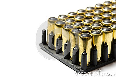 Rubber cartridges for a traumatic pistol are in the form for cartridges Stock Photo