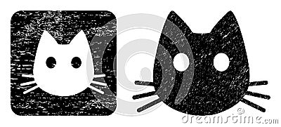 Rubber Cat Head Hole Stamp Vector Illustration