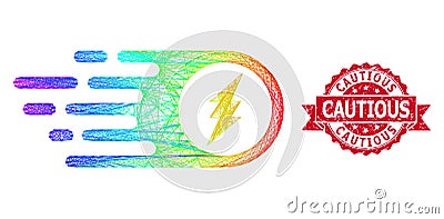 Rubber Cautious Seal and Spectrum Network Electric Spark Vector Illustration