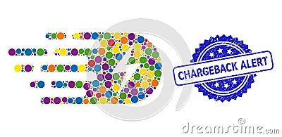 Rubber Chargeback Alert Seal and Colored Mosaic Electricity Vector Illustration