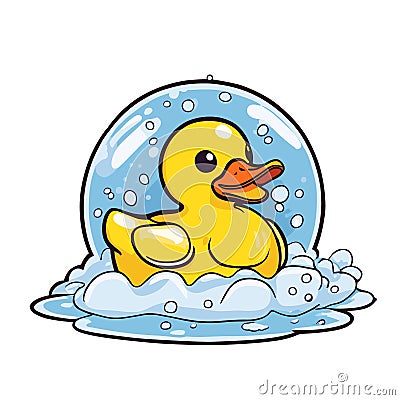 Rubber duck cute sticker Vector Illustration