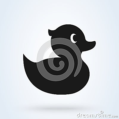 Rubber duck. ducky bath toy flat vector icon Vector Illustration