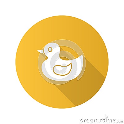 Rubber duck flat design long shadow glyph icon Vector Illustration