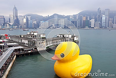 Rubber Duck in Hong Kong Editorial Stock Photo