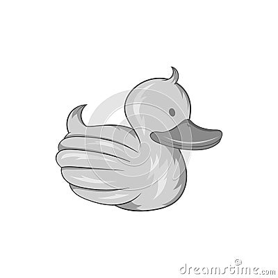 Rubber duck icon, black monochrome style Vector Illustration