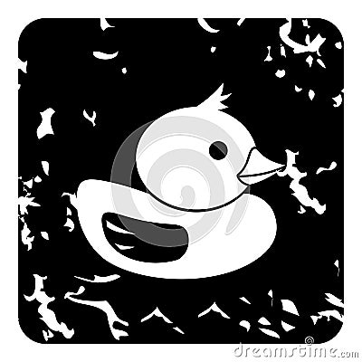 Rubber duck icon, grunge style Vector Illustration