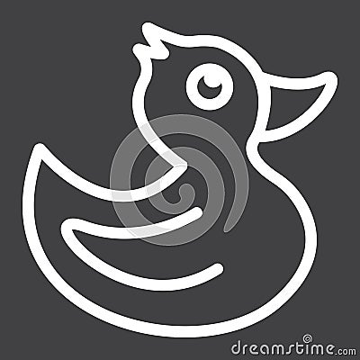 Rubber duck line icon, baby toy and shower Vector Illustration