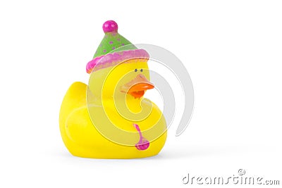 Rubber Duck with Party Hat Stock Photo