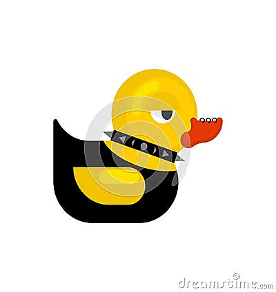 Rubber duck punk. Duck toy punker. yellow punky Vector Illustration