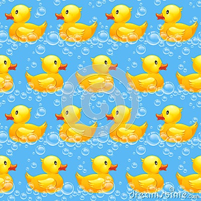 Rubber duck seamless pattern Vector Illustration