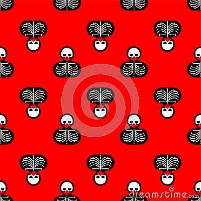 Rubber duck skeleton pattern seamless. Bone toy background. Vector texture Stock Photo