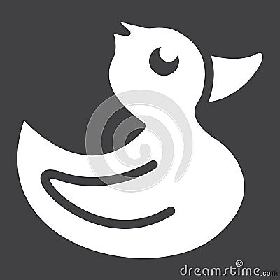 Rubber duck solid icon, baby toy and shower Vector Illustration