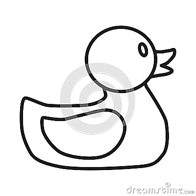 The rubber duck sponge icon. The outlines of a children`s toy for taking a bath. Vector Illustration