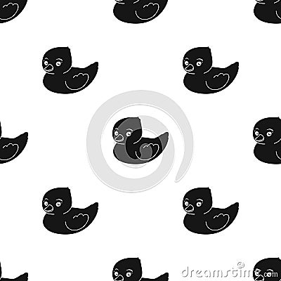 Rubber duck toy icon in black style isolated on white background. Baby born pattern. Vector Illustration