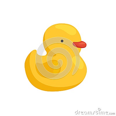 Rubber duckling for a bath. Toy yellow duck. Vector Illustration