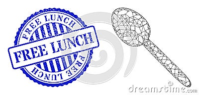 Rubber Free Lunch Badge and Net Spoon Web Mesh Vector Illustration