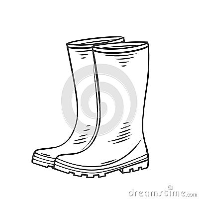 Rubber Garden boots. Vector Illustration