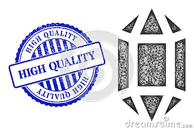 Rubber High Quality Stamp Seal and Hatched Topaz Crystal Mesh Vector Illustration