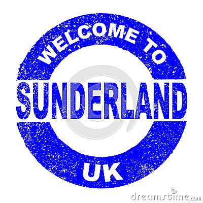 Rubber Ink Stamp Welcome To Sunderland UK Vector Illustration