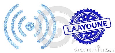 Rubber Laayoune Seal and Recursion Wi-Fi Signal Icon Mosaic Vector Illustration