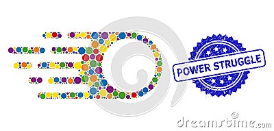 Rubber Power Struggle Stamp Seal and Bright Colored Collage Photon Flight Vector Illustration