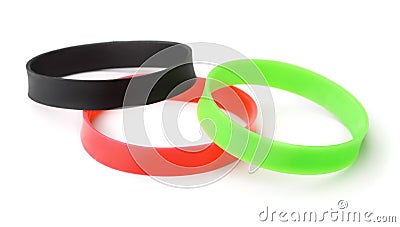 Rubber promo bracelets Stock Photo