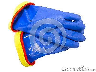 Rubber safety gloves Stock Photo