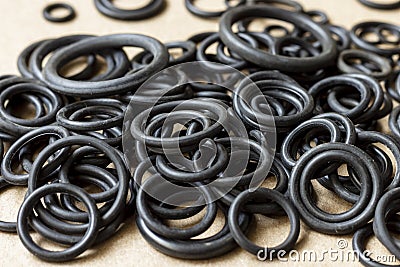 Rubber sealing o-rings for sealing various parts Stock Photo